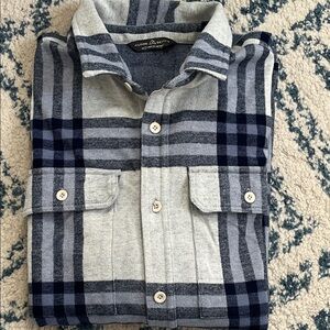 Alpine Design Navy and Light Gray Plaid Shirt m..stretchy